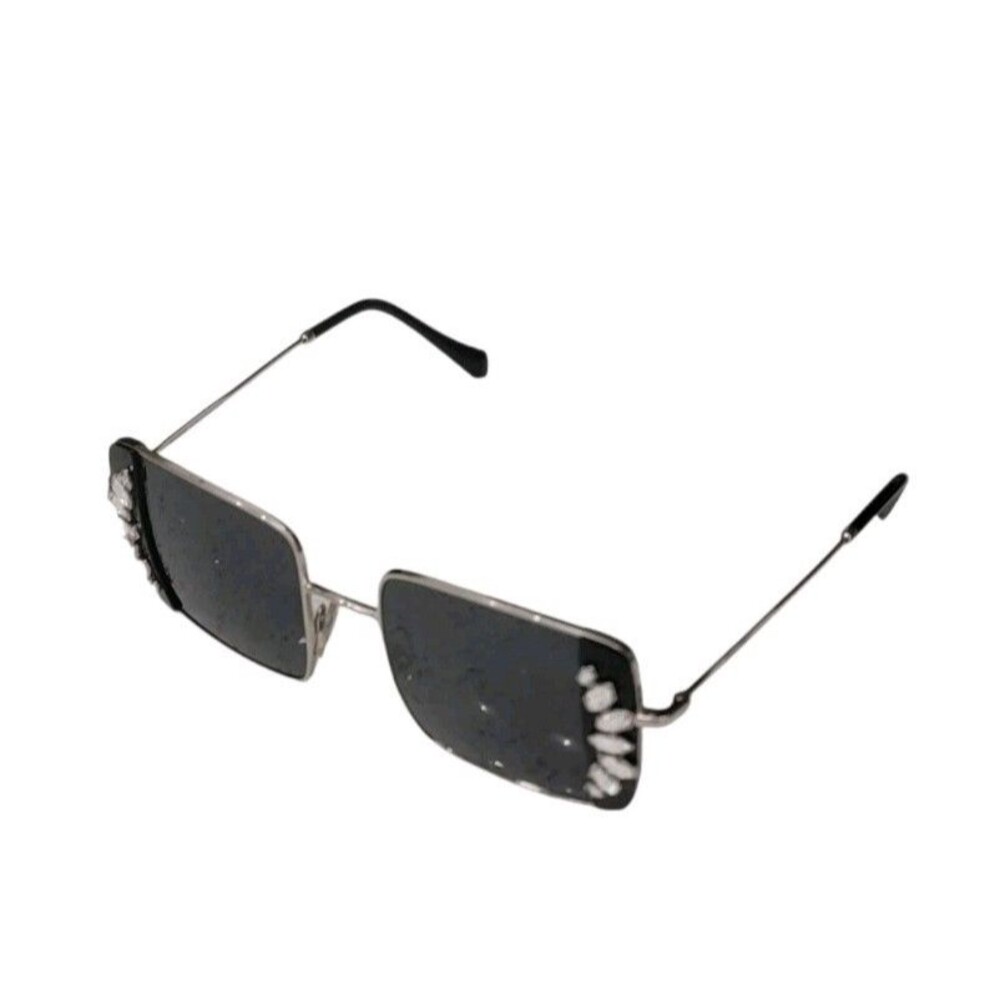 MIU MIU Silver Black Geometric Gem Square Metal Fashion Sunglasses SMU 56V - Picture 5 of 8